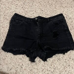 Wax Jean Black Distressed Jean Shorts